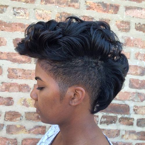 Curly Short Haircut with Etched Sides for Girls