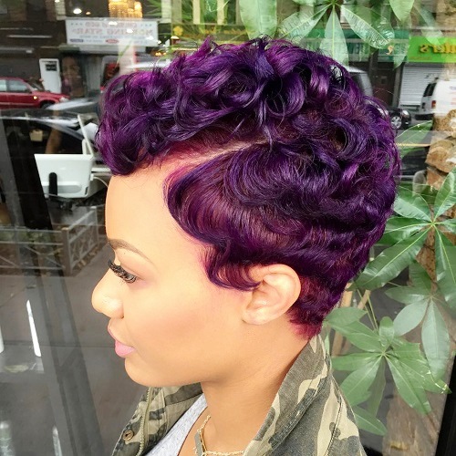 Side Swept Black Pixie Haircut for Girls