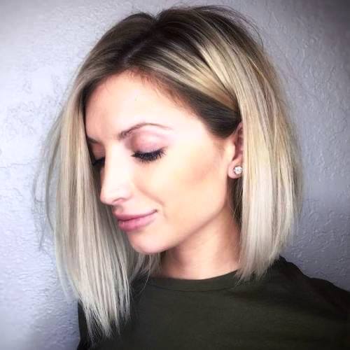 Blonde Side Parted Bob