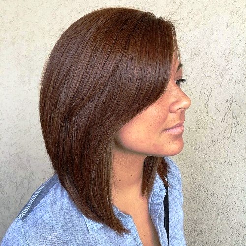 Blunt Sleek Brunette Bob