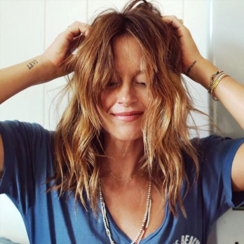 Brunette Hair with Curtain Bangs